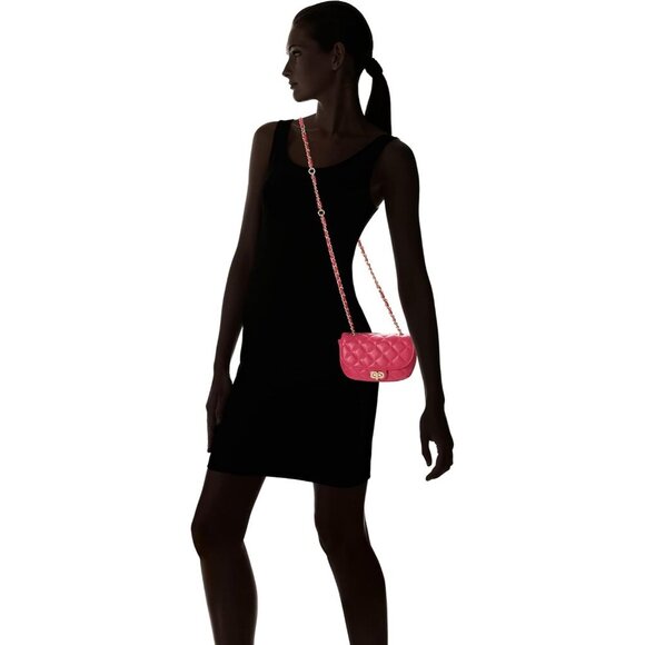 Women's Pink Polyester Willow Adjustable Strap With Chain Belt Crossbody Bag - Picture 6 of 6